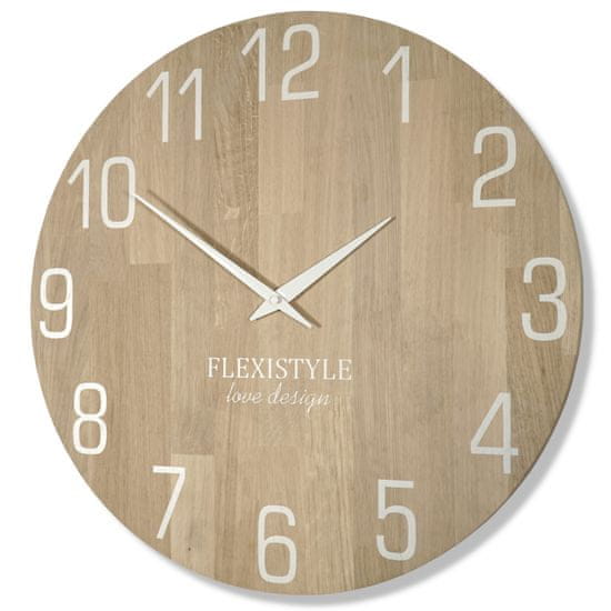 Flexistyle Drevené nástenné hodiny Natur 50cm z228-2