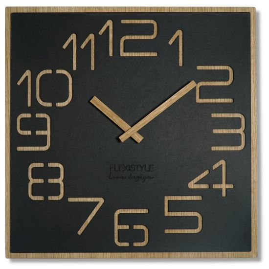 Flexistyle Drevené nástenné hodiny Digits z120-1matd-dx 40 cm, čierne