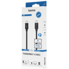 HAMA Thunderbolt 4 kábel, USB-C, 0,8 m, 40 Gb/s, 100 W