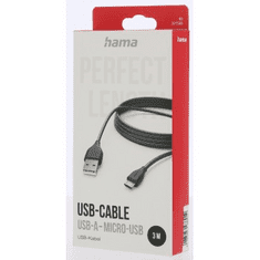 HAMA kábel micro USB, 3 m, čierna