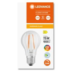 LEDVANCE Stmievateľná LED žiarovka E27 A60 7,5W = 75W 1055lm 4000K Neutrálna biela 300° CRI90 Filament Superior