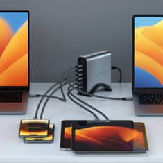 Satechi GaN 200W nabíjačka USB-C so 6 portami 2 x USB-C PD 3.1 (140 W) a 4 x USB-C PD 3.0