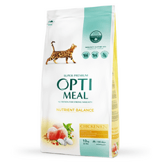 OptiMeal OPTIMEAL Suché Krmivo Pre Dospelé Mačky - Kurča 10 Kg