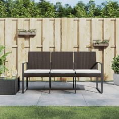Petromila vidaXL 3-miestna záhradná lavička s podložkami hnedá PP ratan