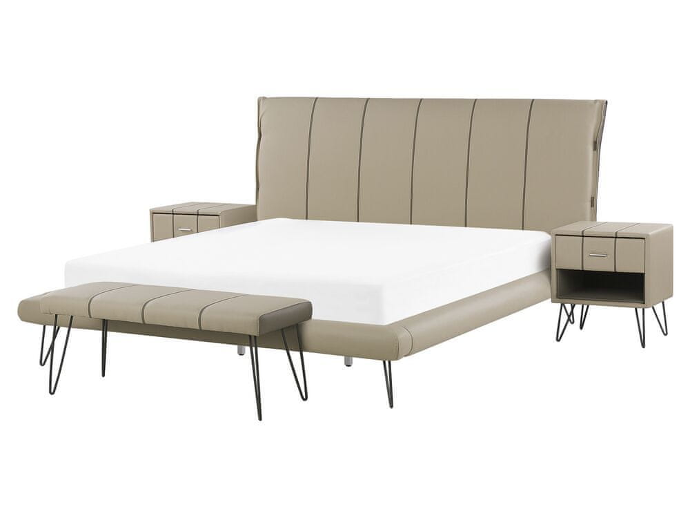 Beliani Súprava nábytku do spálne eko-koža 160 x 200 cm béžová BETIN
