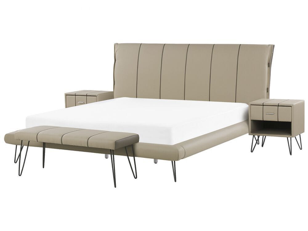 Beliani Súprava nábytku do spálne eko-koža 180 x 200 cm béžová BETIN