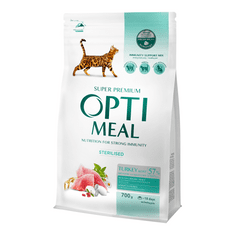 OptiMeal Superpremium pre mačky kastrované s morčacim mäsom 700g