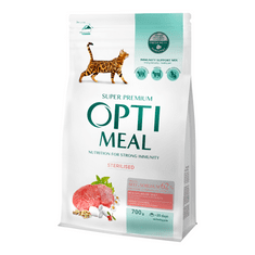 OptiMeal Superpremium pre kastrované mačky s hovädzim mäsom a ciroku 700g