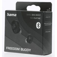 HAMA Bluetooth slúchadlá Freedom Buddy, štuple, nabíjacie púzdro, čierna