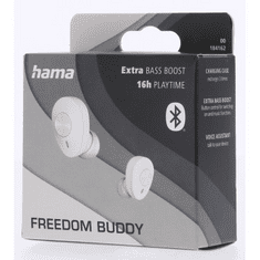 HAMA Bluetooth slúchadlá Freedom Buddy, štuple, nabíjacie púzdro, biela