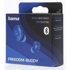 HAMA Bluetooth slúchadlá Freedom Buddy, štuple, nabíjacie puzdro, modrá