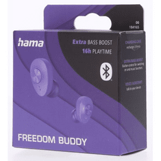 HAMA Bluetooth slúchadlá Freedom Buddy, štuple, nabíjacie puzdro, fialová