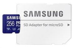 SAMSUNG pamäťová karta 256GB PRO Plus micro SDXC CL10 U3 (č/z: až 180/až 130MB/s) + SD adaptér