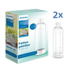 Philips Fľaša výrobníka sódy ADD911WH/10, biela, karbonizačná, GoZero 2ks v balení