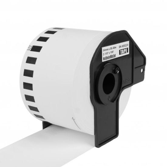 PrintLine kompatibilné etikety s Brother DK-N55224, biela papierová rolka, nelepiaca 54 x 30,48m