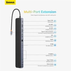 BASEUS multifunkční USB-C HUB EliteJoy Gen2 12-Port, 2x HDMI, DP, 3xUSB 3.0, USB-C PD,