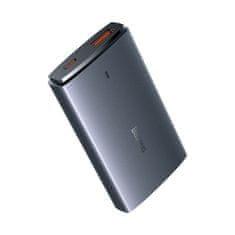 BASEUS ultratenký rychlonabíjecí adaptér GAN5 Pro, USB-A,USB-C, 65W, šedá