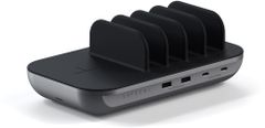 Satechi Dock 5 Multi device charging station, 2xUSB-C PD 20 W, 2x USB-A 12W, Wireless, šedá