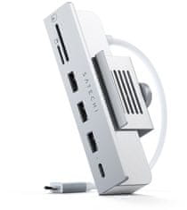 Satechi USB-C Clamp Hub iMac 24" (2021), USB-C 5 Gbps, 3x USB-A 3.0 5 Gbps, strieborná