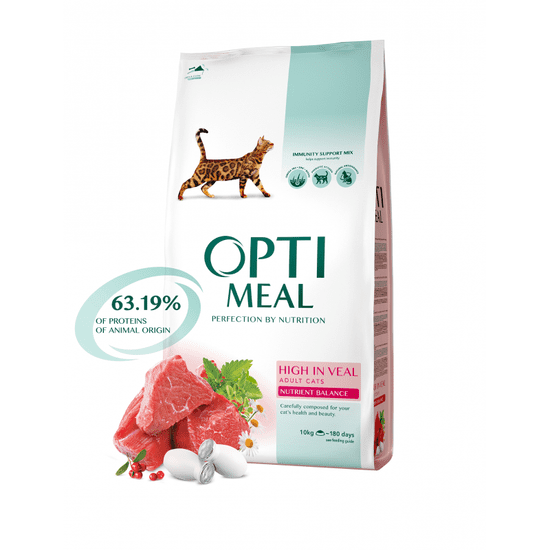 OptiMeal Superpremium pre mačky s teľacim mäsom 10kg
