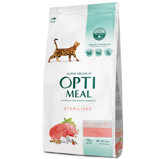 OptiMeal pre kastrované mačky s hovädzim mäsom a ciroku 10kg