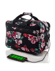 TopKing Cestovná taška RYANAIR 40 x 20 x 25 cm s USB, čierna/fialová