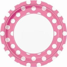 Párty papierové taniere ružové - bodka - 22 cm - 8 ks