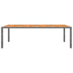Vidaxl Záhradný stôl sivý 250x100x75 cm polyratan a akáciový masív