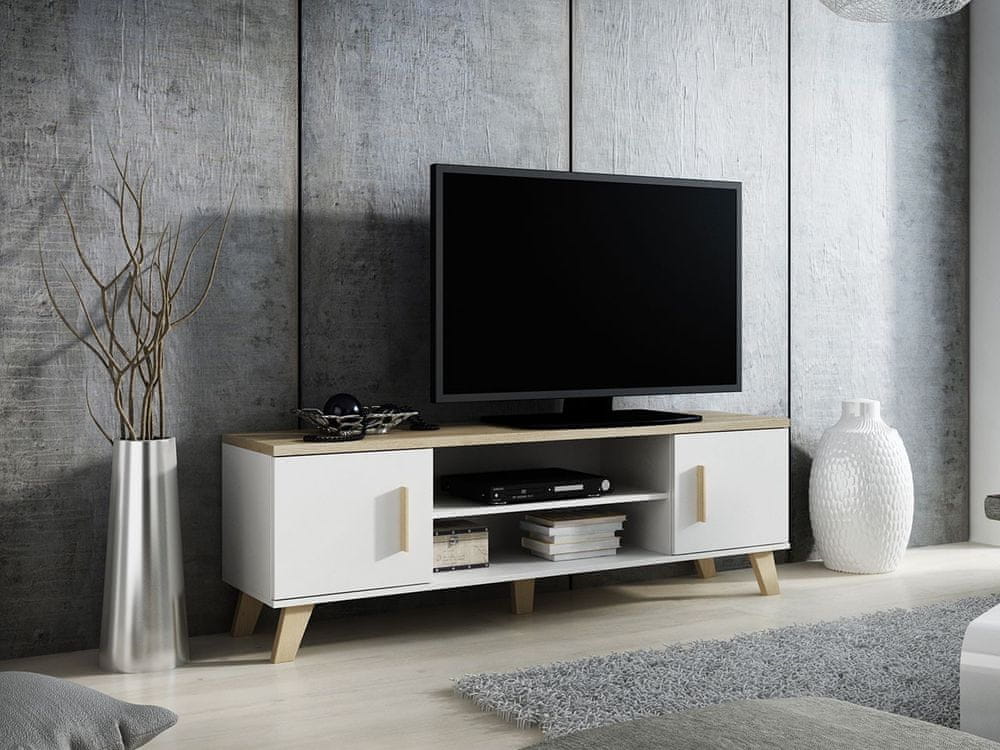 Veneti TV stolík 160 cm OLINA - dub sonoma / biely