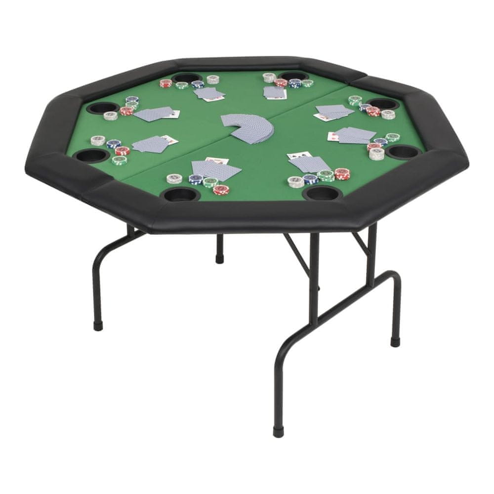 Petromila vidaXL Skladací 2-dielny pokrový stôl pre 8 hráčov, osemhranný, zelený