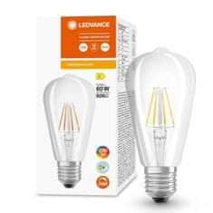LEDVANCE Stmievateľná LED žiarovka E27 ST64 5,8W = 60W 806lm 4000K Neutrálna biela 300° CRI90 Filament Superior
