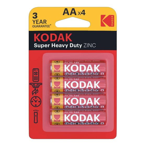 KODAK SUPER HEAVY duty zinc-chloride batérie 4ks AA