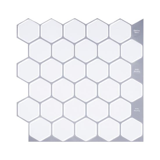 PIPPER. Nalepovací obklad - 3D mozaika - Biele 6-uhoľníky 30,5 x 30,5 cm