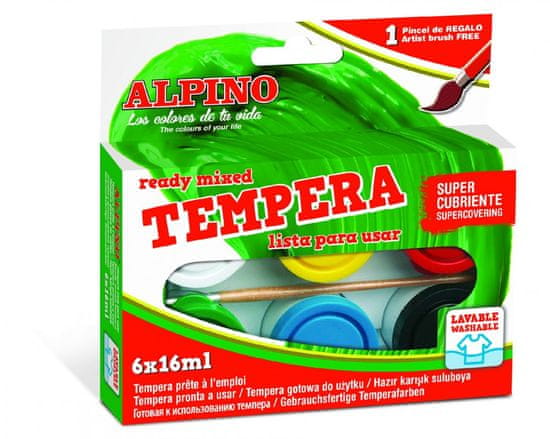 Alpino Tempery 6 x 16 ml. plastový téglik + štetec