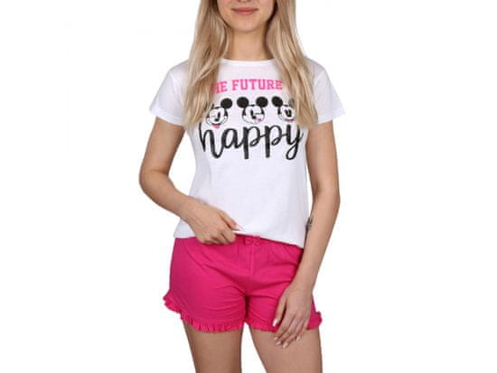 Disney Mickey Mouse Disney Bielo-ružové dievčenské pyžamo s krátkym rukávom, letné pyžamo