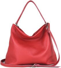 VegaLM Dámska vrecovitá kožená kabelka v červenej farbe