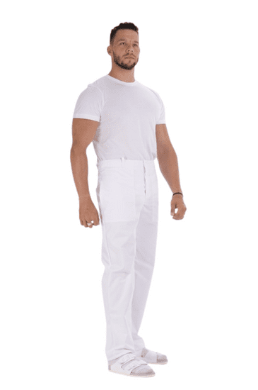 BORTEX Nohavice na pevný pás biele (100% bavlna) pánske