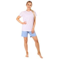 Dámske krátke pyžamo modro ružové prúžky - veľkosť S