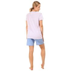 Molvy Dámske krátke pyžamo modro ružové prúžky - veľkosť S
