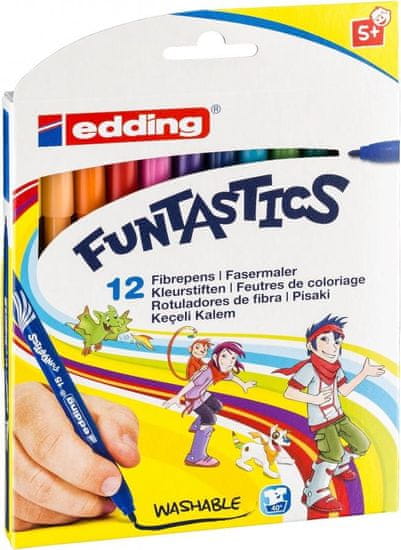 Edding Detské fixy Funtastics 15, sada 12 farieb pre väčšie deti