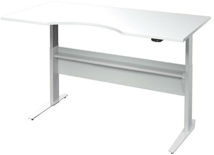 eoshop Výškovo nastaviteľný písací stôl Office 474/448 biela/silver grey