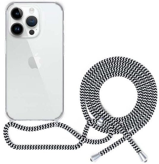 EPICO Ochranný kryt so šnúrkou Spello Crossbody iPhone 15 Pro Max (Ultra), transparentná/čiernobiela šnúrka