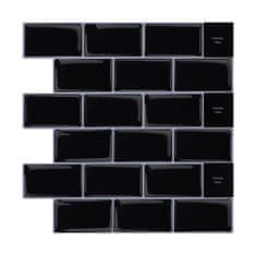 PIPPER. Nalepovací obklad - 3D mozaika - Čierne tehličky 30,5 x 30,5 cm, 1