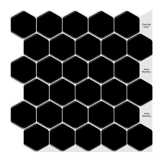 PIPPER. Nalepovací obklad - 3D mozaika - Čierne 6-uhoľníky 30,5 x 30,5 cm