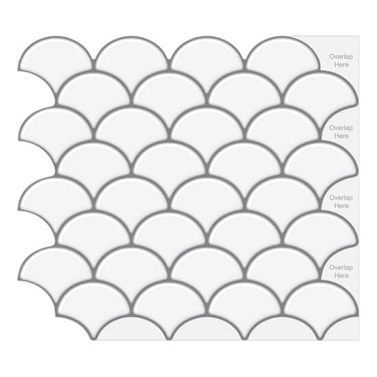 PIPPER. Nalepovací obklad - 3D mozaika - Biele vejáre 28,5 x 25,5 cm