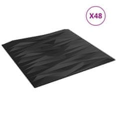 Vidaxl Nástenné panely 48 ks čierne 50x50 cm EPS 12 m² kameň