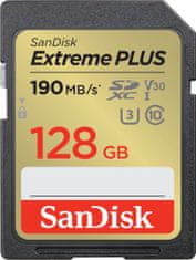 SanDisk Extreme PLUS/SDXC/128GB/190MBps/UHS-I U3/Class 10