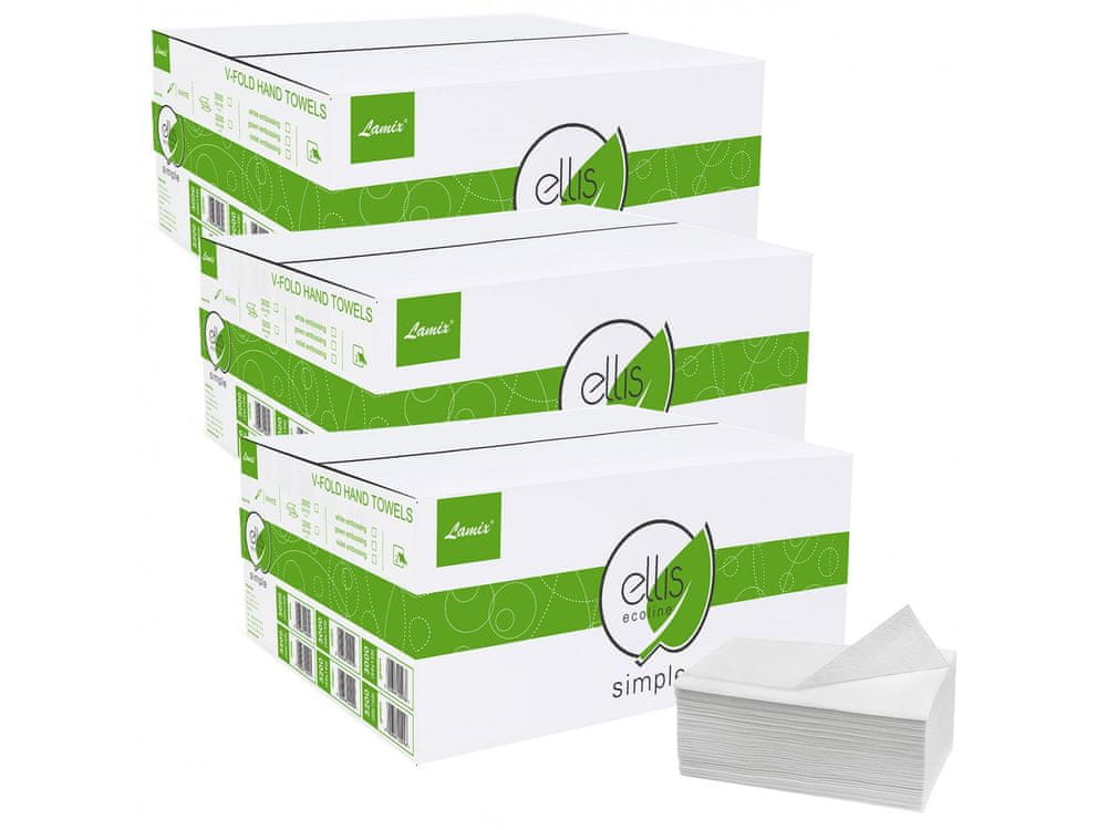 ECOLINE ELLIS Ecoline Recyklovaný, dvojvrstvový skladaný uterák, biely papierový uterák 9000 kusy