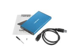 Natec Externý box pre HDD 2,5" USB 3.0 Rhino Go, modrý, hliníkové telo