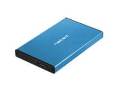 Natec Externý box pre HDD 2,5" USB 3.0 Rhino Go, modrý, hliníkové telo